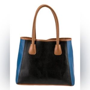 Neiman Marcus Color Block Faux Leather Tote Bag